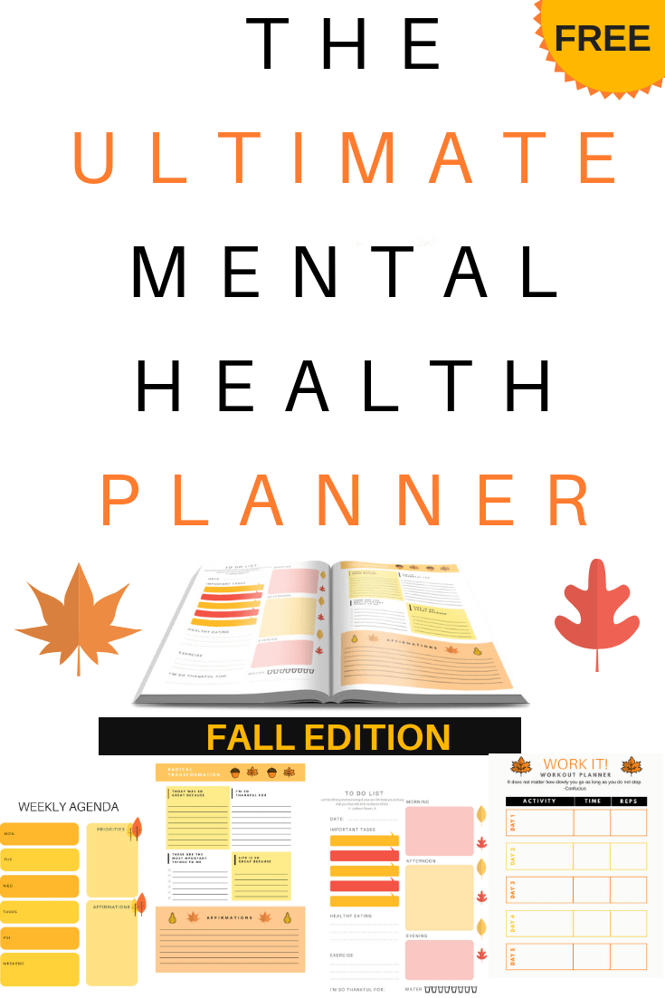 Check out this fall themed free printable DIY mental health planner. #fall #printable #mentalhealth