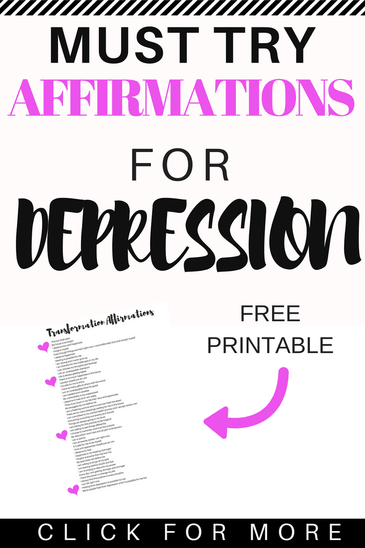 If you're struggling with managing depression check out these affirmations for depression. These are all the affirmations I use to manage symptoms of depression and start feeling happier. #depression #happiness #personalgrowth #selfcare #affirmations