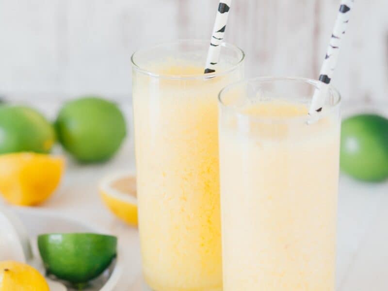 two clear glass cups