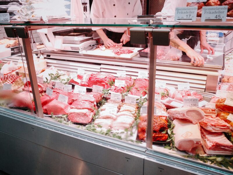 raw meat on stainless steel tray