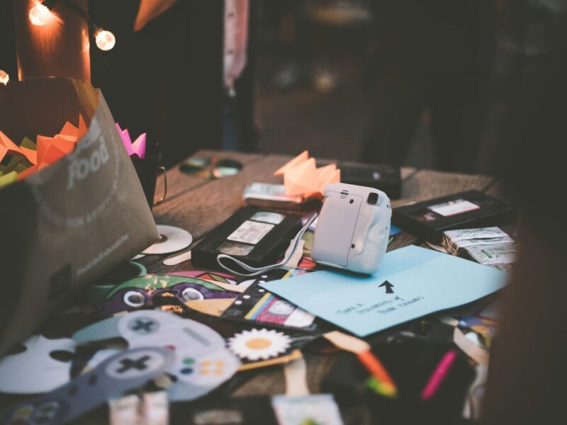 white camera on table